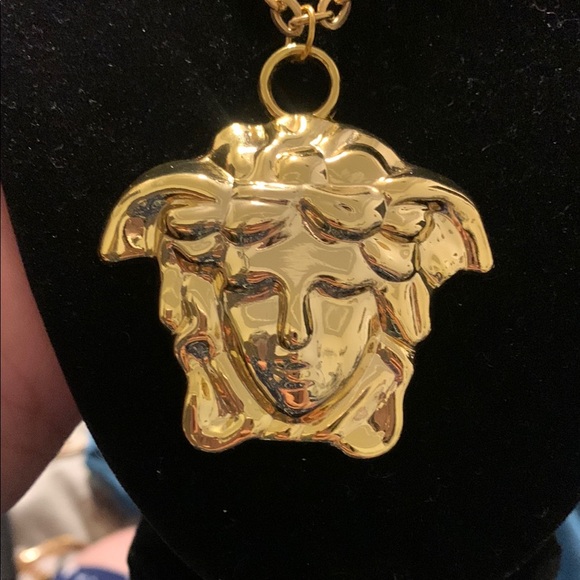 Versace Stamped Gold-Tone Medusa Pendant-this is heavy-not hollow(no weak necks) - Picture 2 of 5